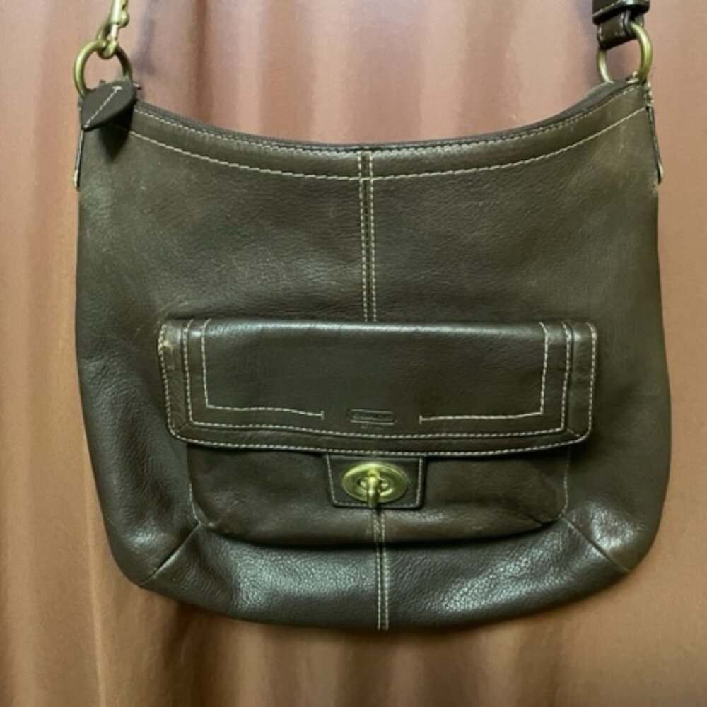 Coach Purse, Brown Leather, Medium Sized